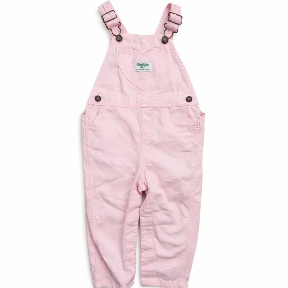 OshKosh B'gosh Light Pink Heart Overalls - Picture 1 of 4